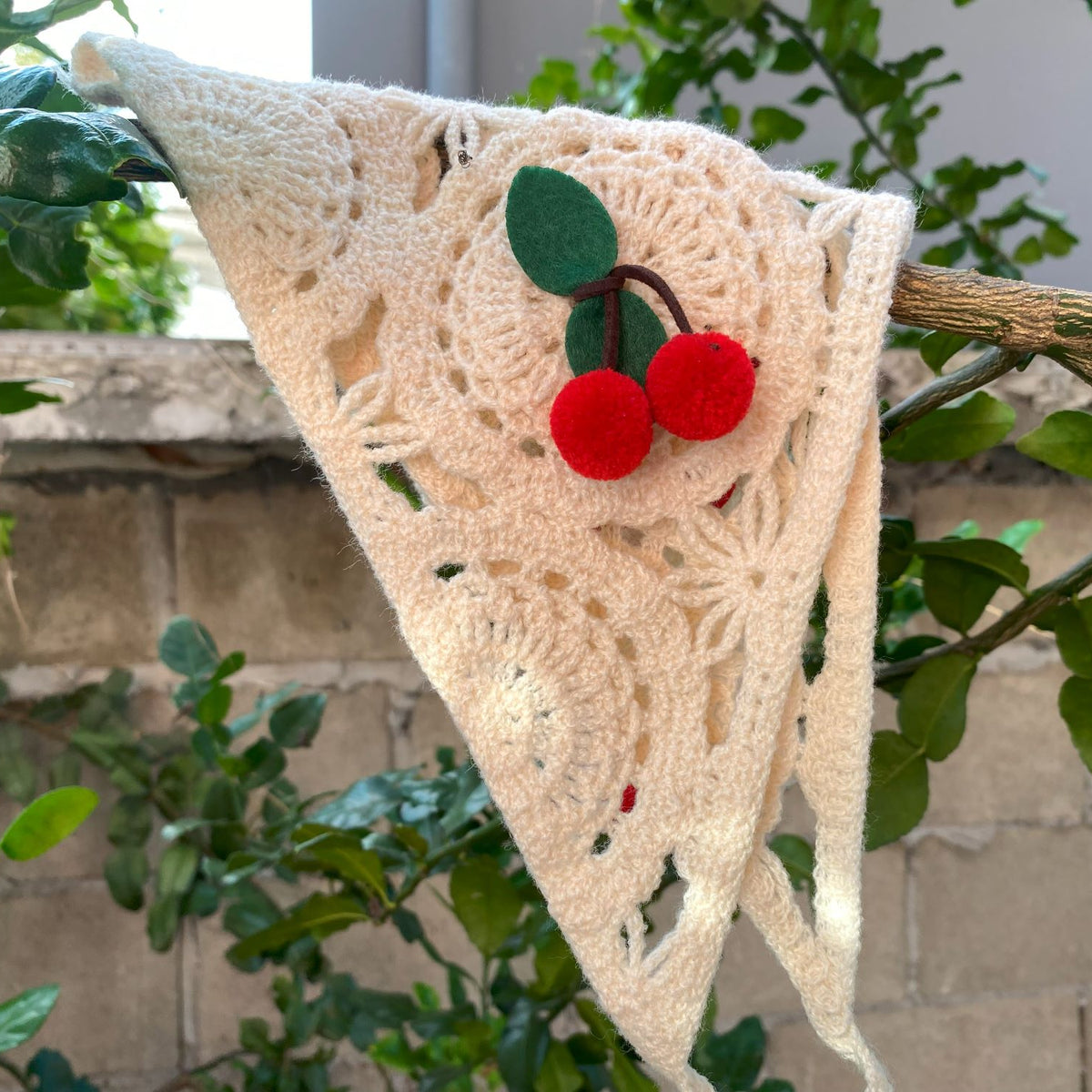 Cherry Cream Head Scarf – Fruit by Kellie and Penelope display picture 2