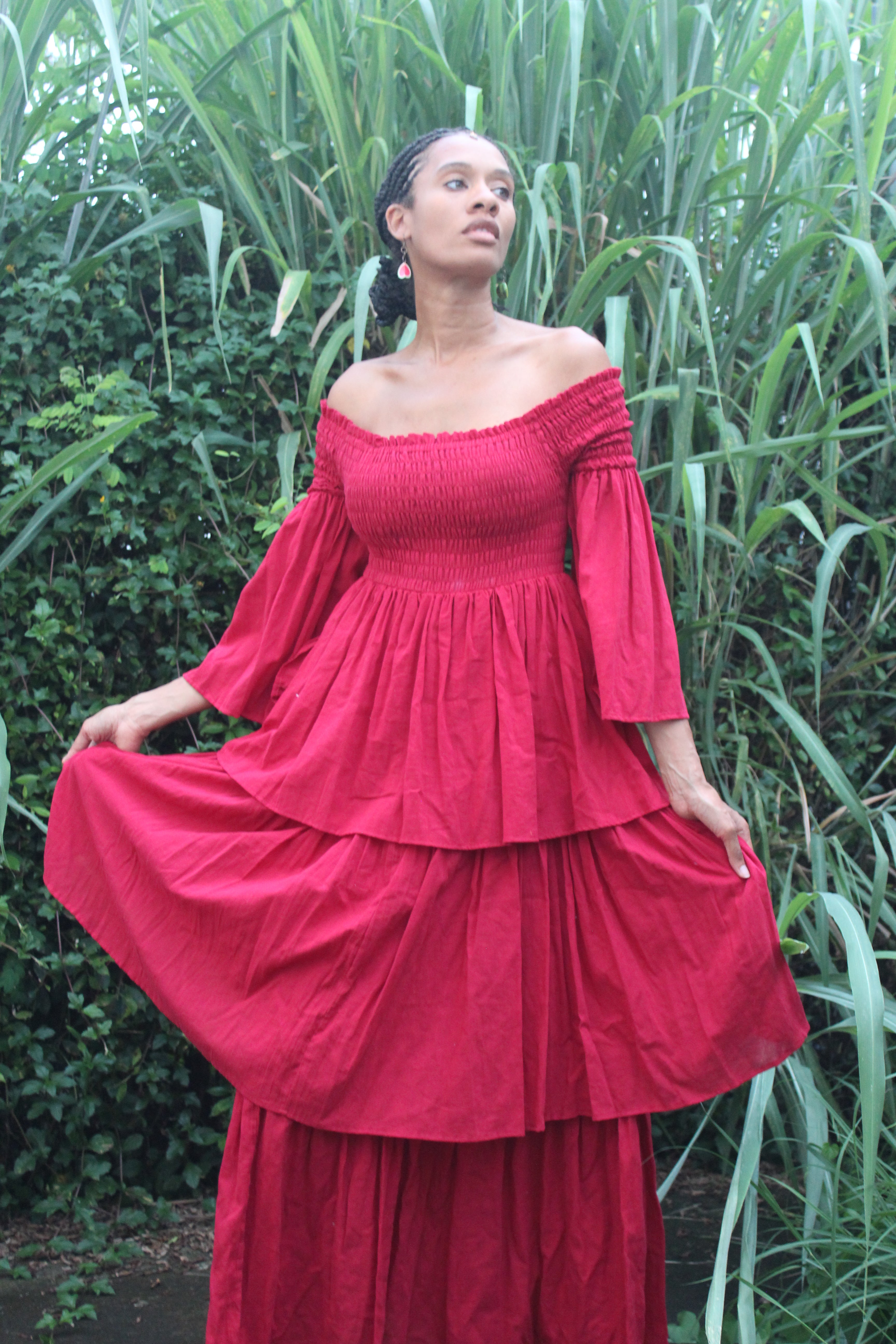 Berry Red Tiered Dress