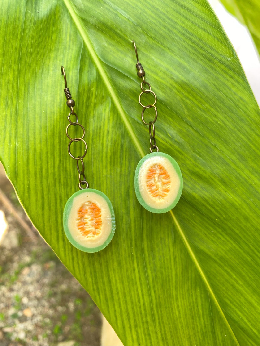 Half-Slice Cantaloupe Earrings