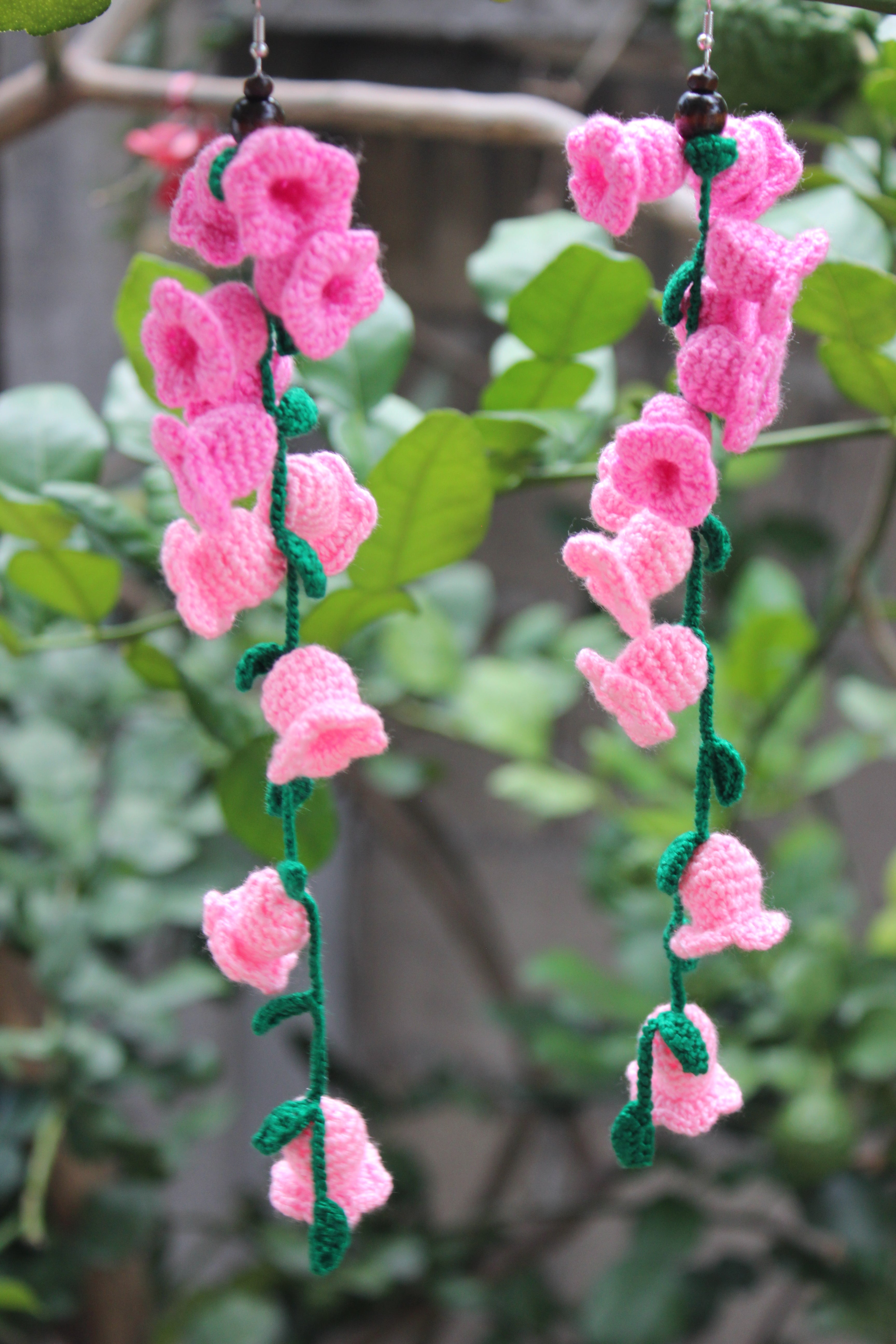 Pink Blossom Crochet Earrings