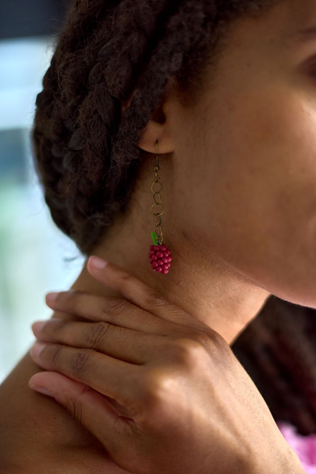 Green & Purple Grape Earrings