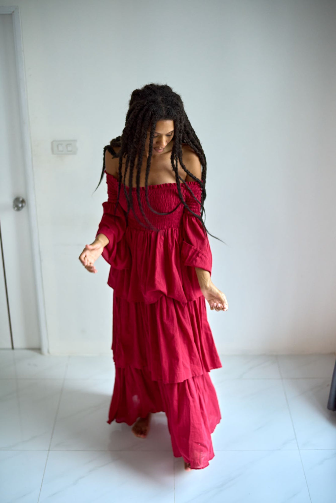 Berry Red Tiered Dress