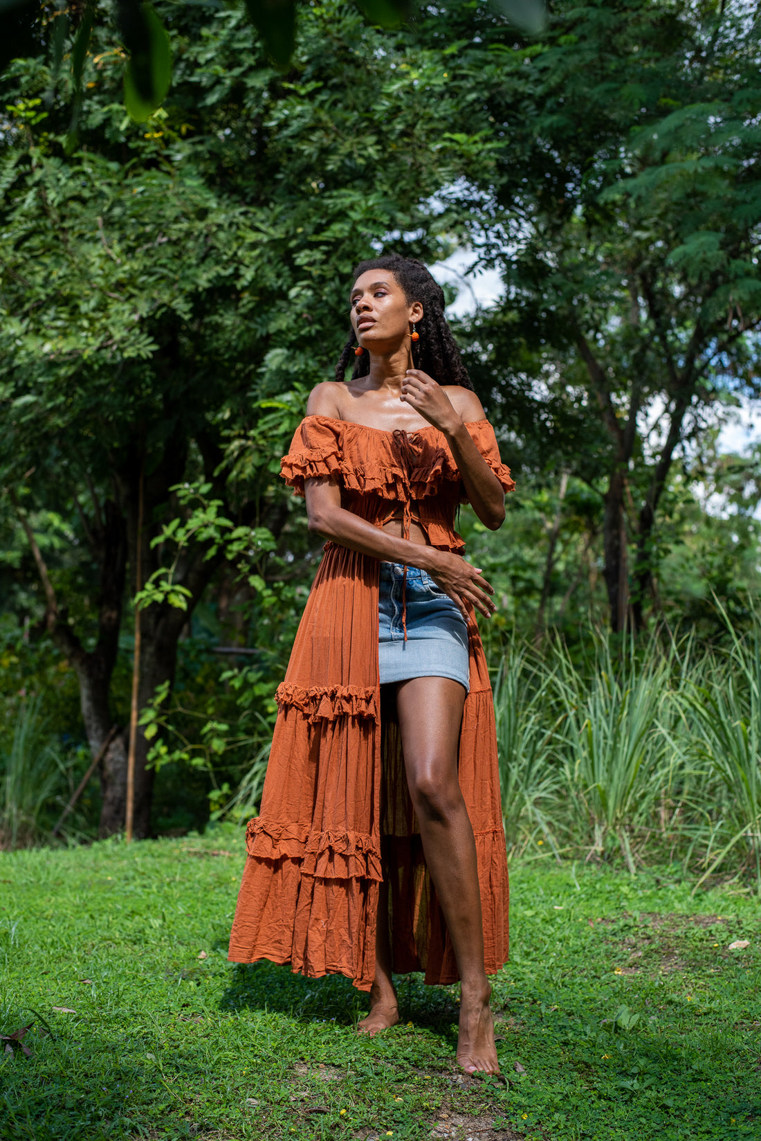 Pumpkin Spice Ruffled Cape Top