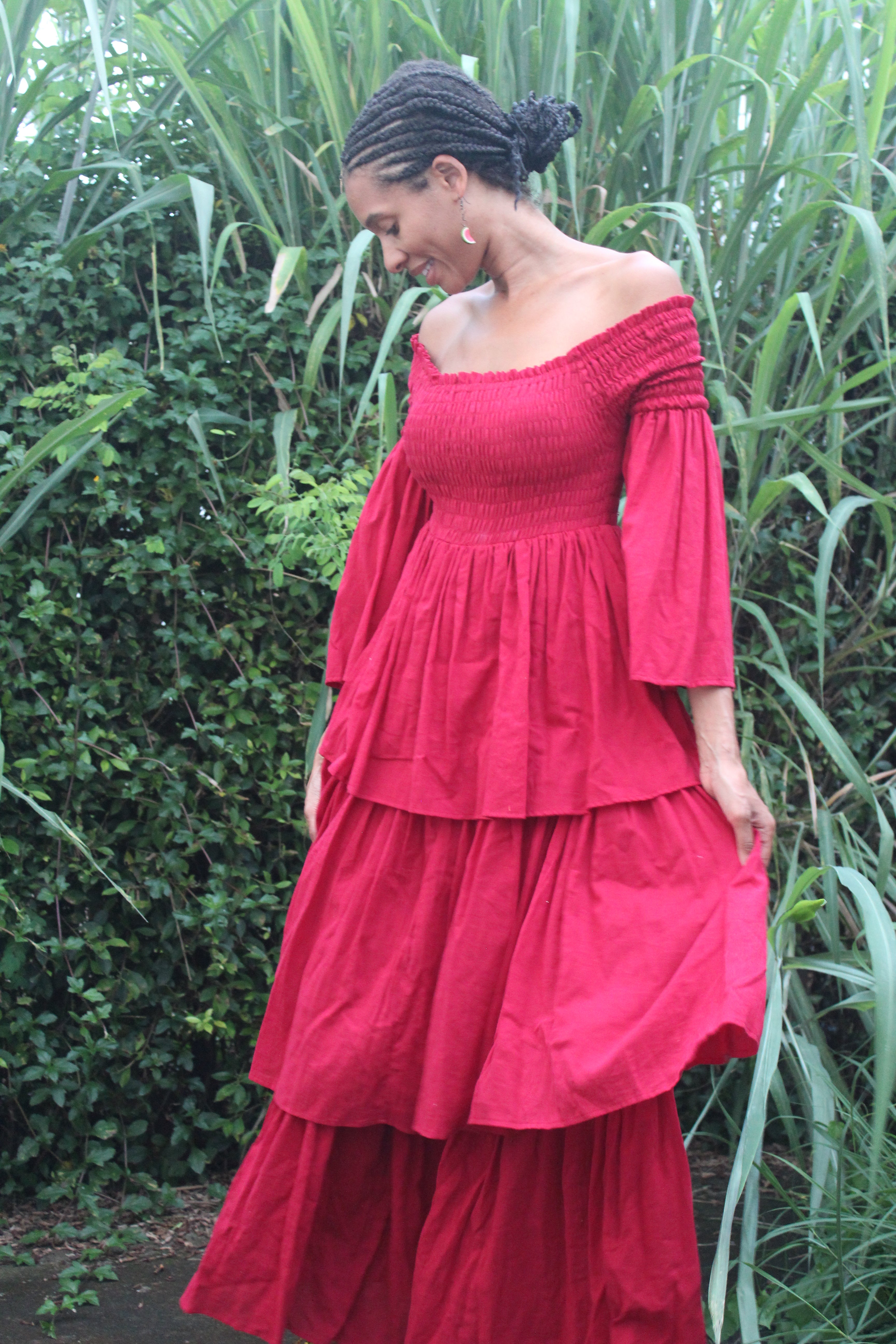 Berry Red Tiered Dress