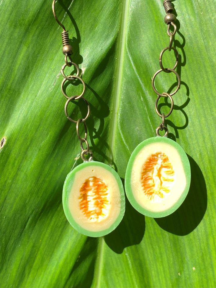 Half-Slice Cantaloupe Earrings