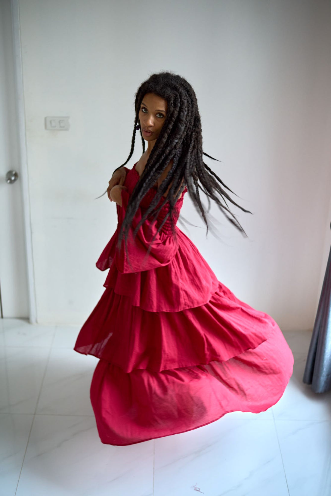 Berry Red Tiered Dress