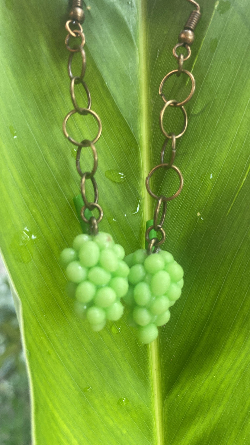 Green & Purple Grape Earrings