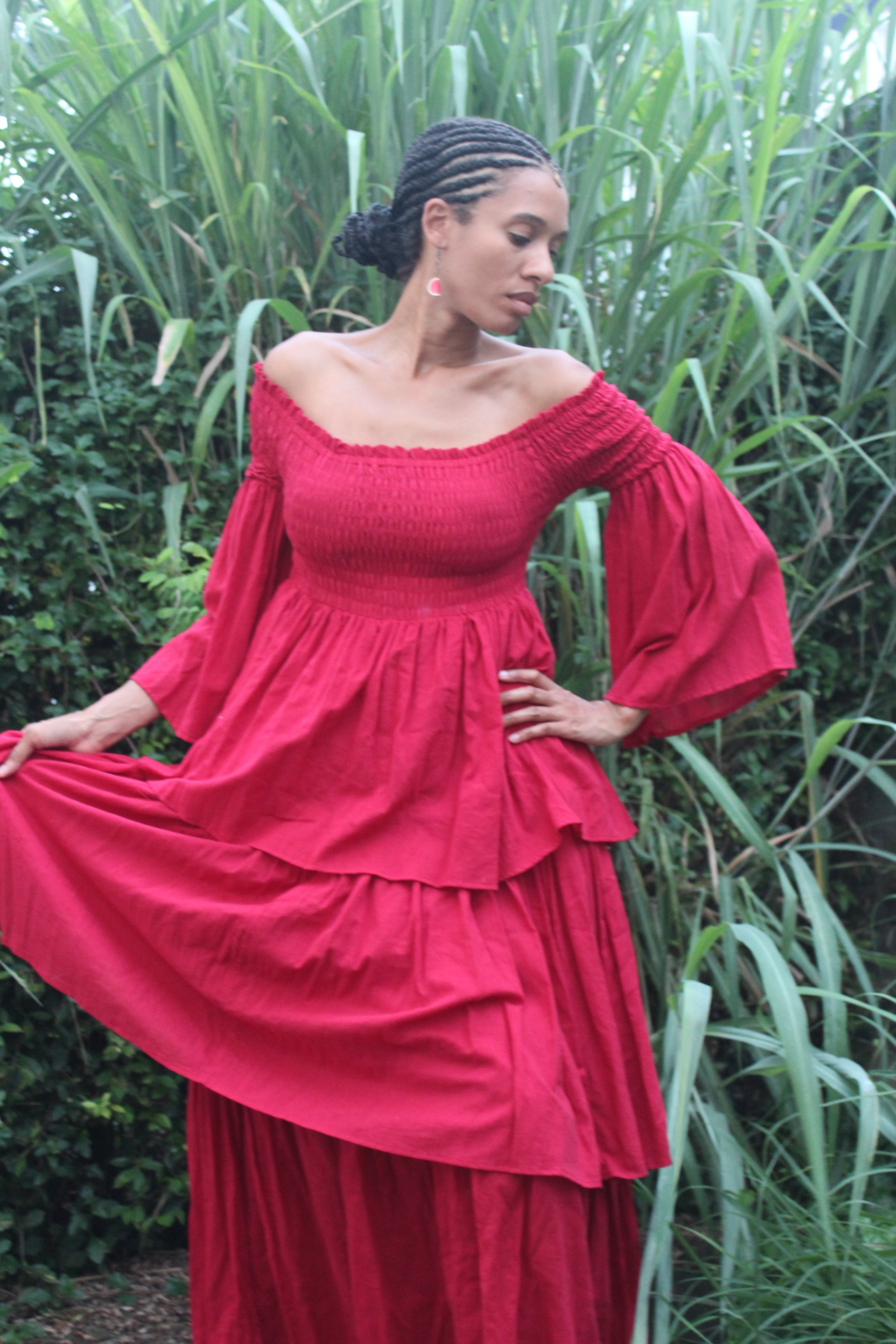 Berry Red Tiered Dress