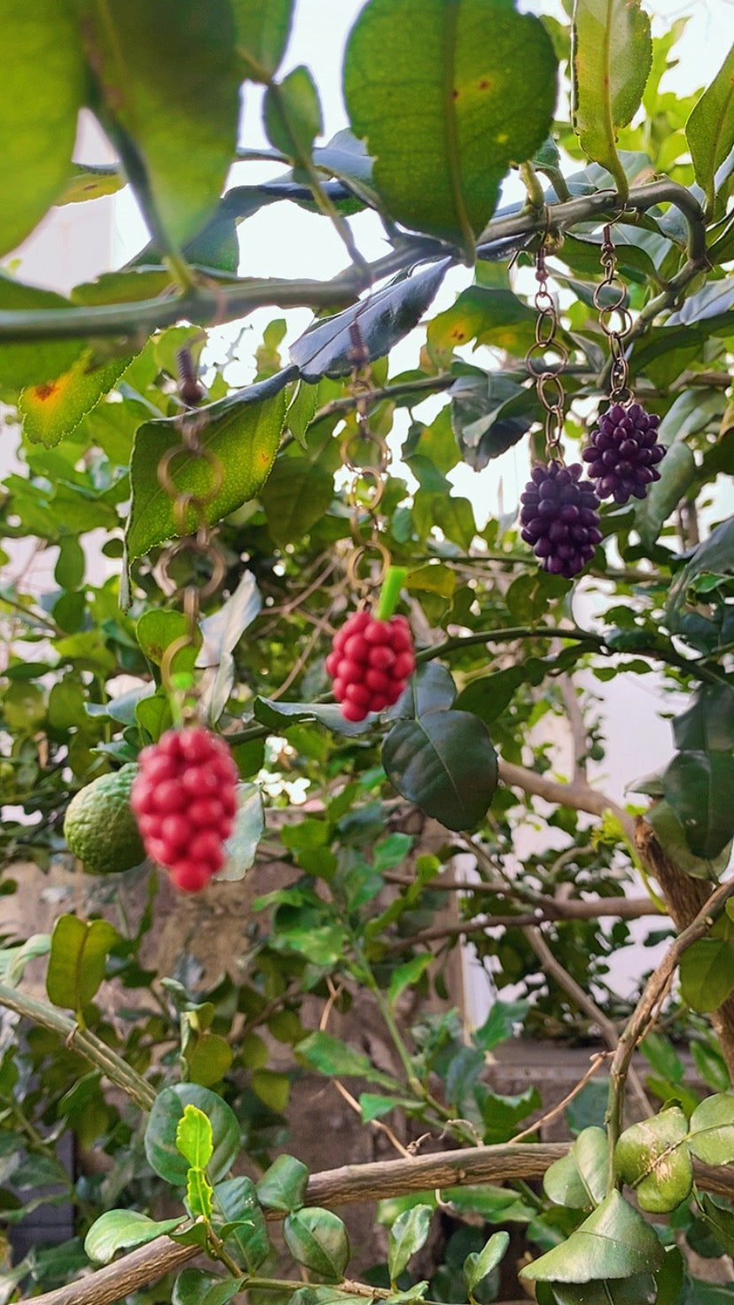 Green & Purple Grape Earrings