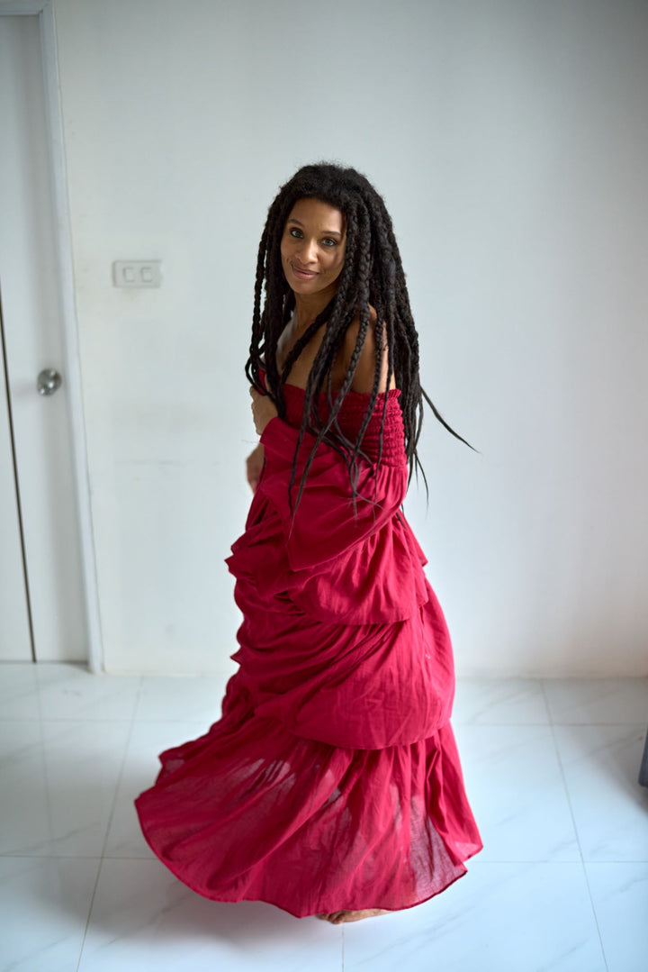 Berry Red Tiered Dress