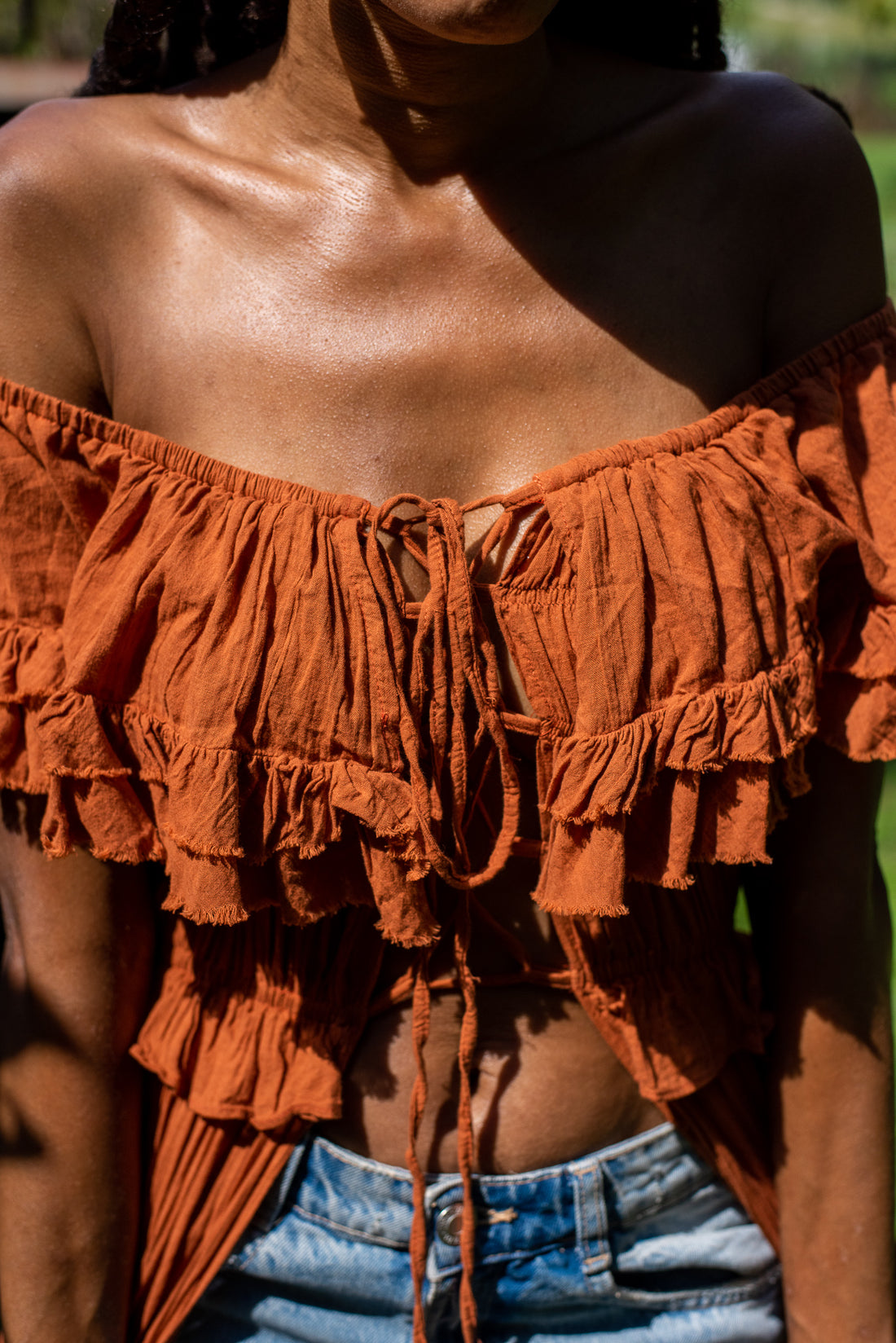 Pumpkin Spice Ruffled Cape Top