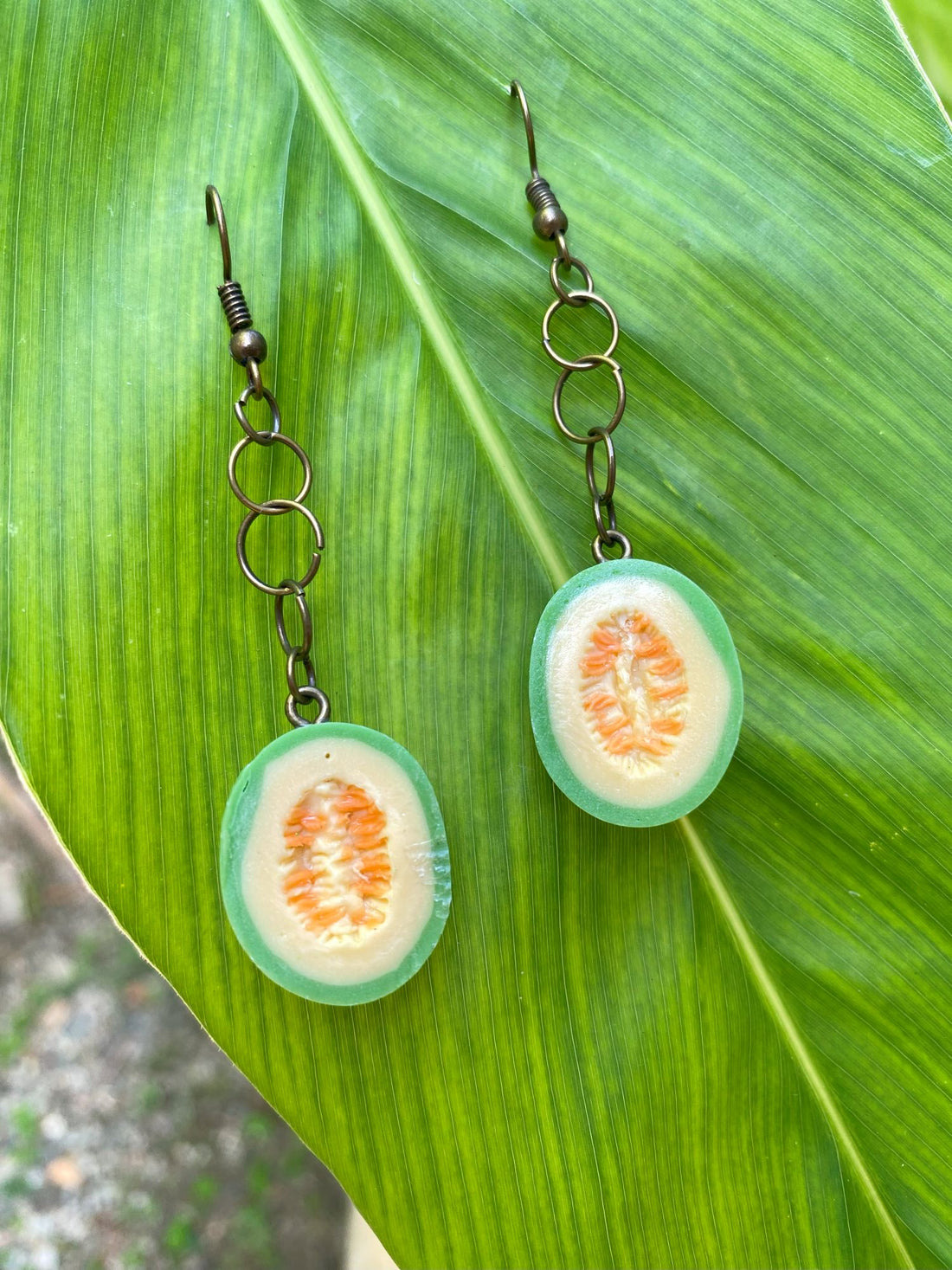 Half-Slice Cantaloupe Earrings